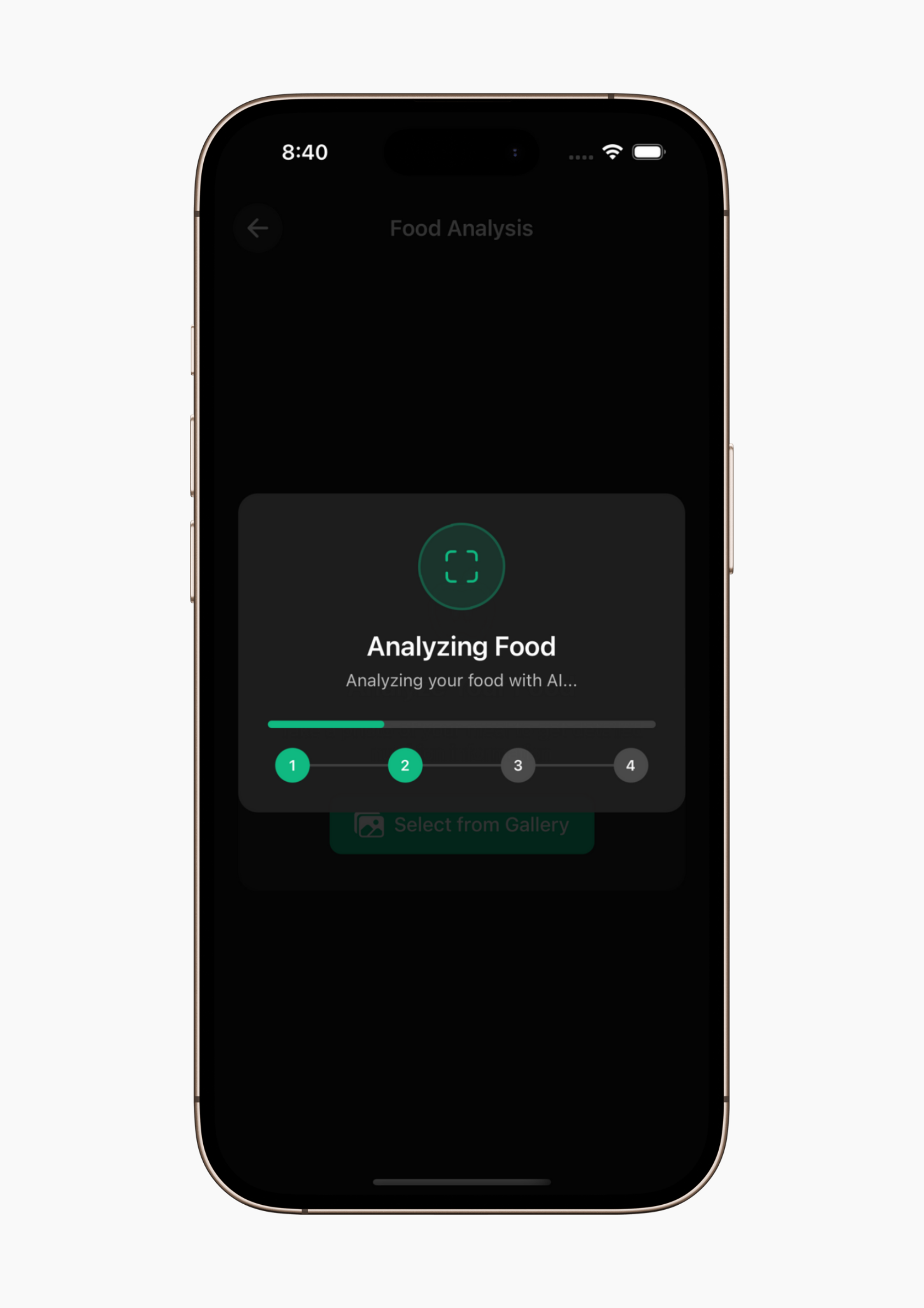 Food analysis screen